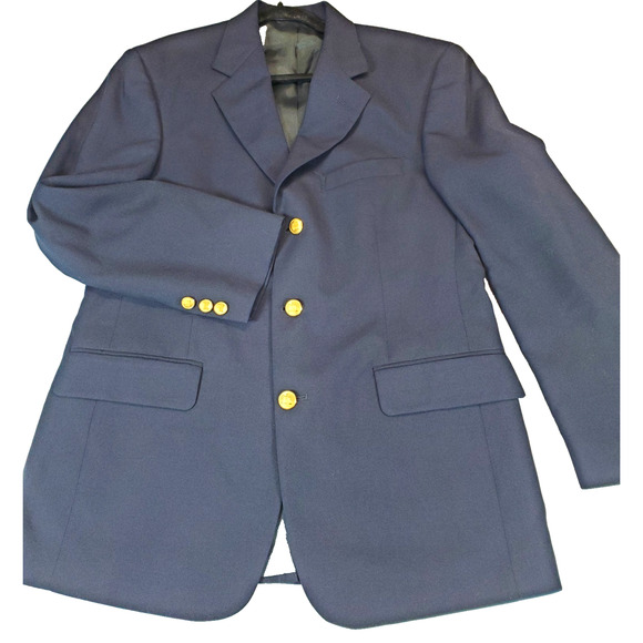Brooks Brothers Blazer 38 Short Navy Blue Worsted Wool Gold - Main Image